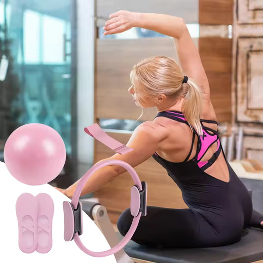 Pilates Fitness Kit | Resistance Band + Ring + Ball – Safe for Women & Moms