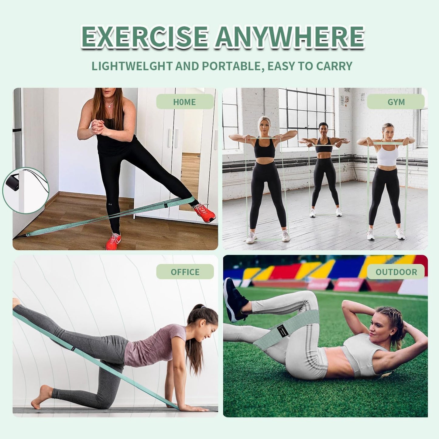 3pcs/set  Non-Slip Booty Bands for Legs & Glutes with Hair Ties & Tape Measure, Ideal for Home Workouts, Yoga & Pilates