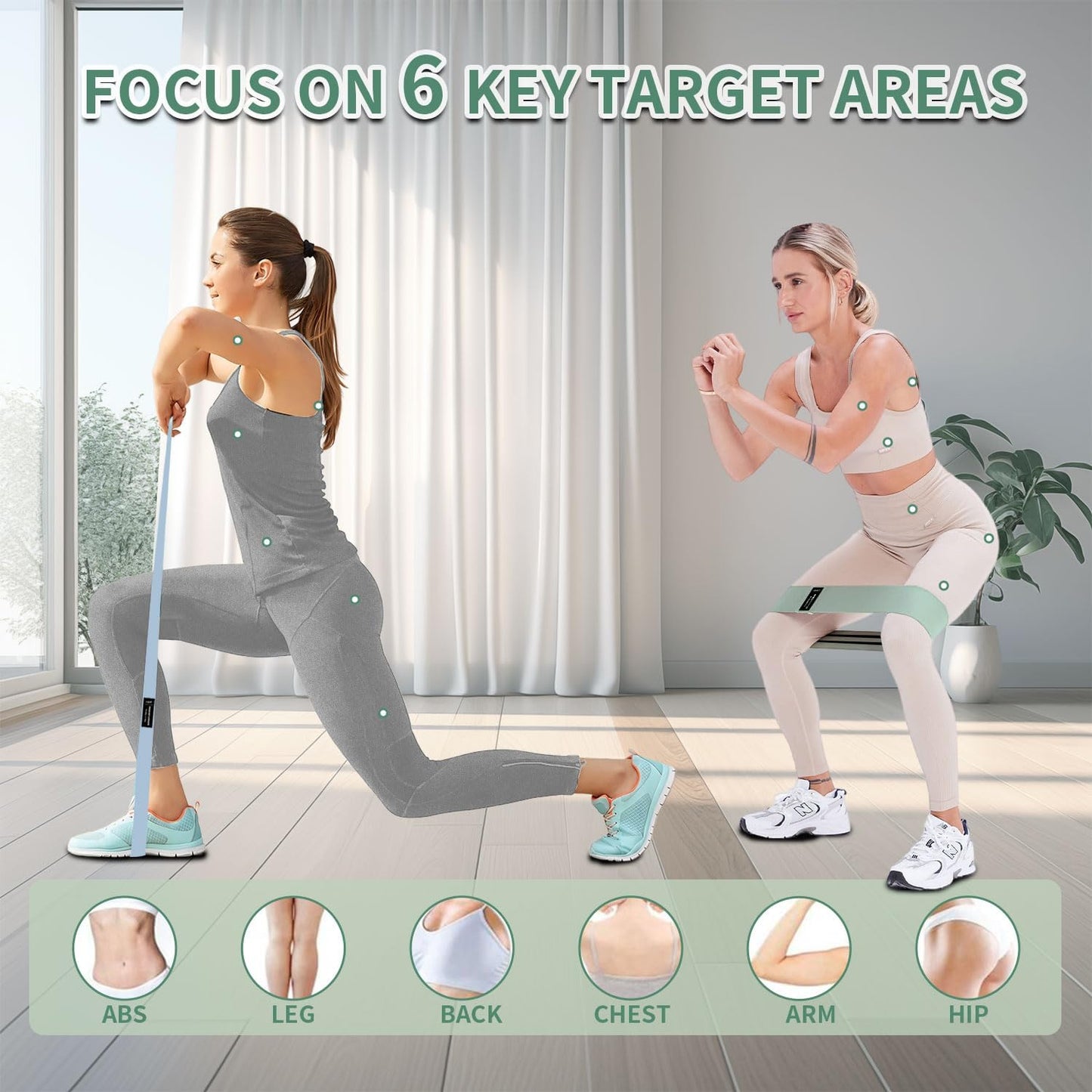 3pcs/set  Non-Slip Booty Bands for Legs & Glutes with Hair Ties & Tape Measure, Ideal for Home Workouts, Yoga & Pilates