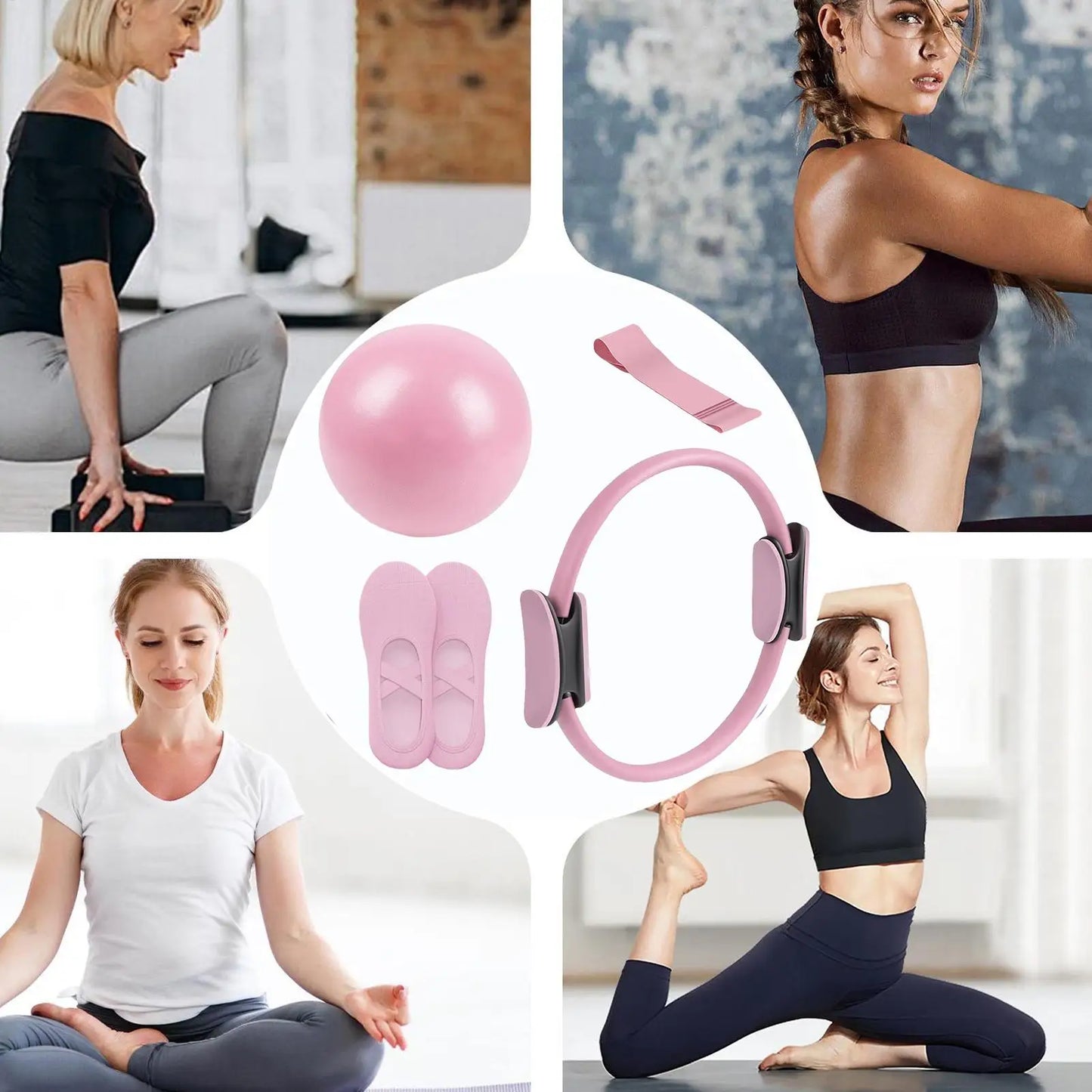 Pilates Fitness Kit | Resistance Band + Ring + Ball – Safe for Women & Moms